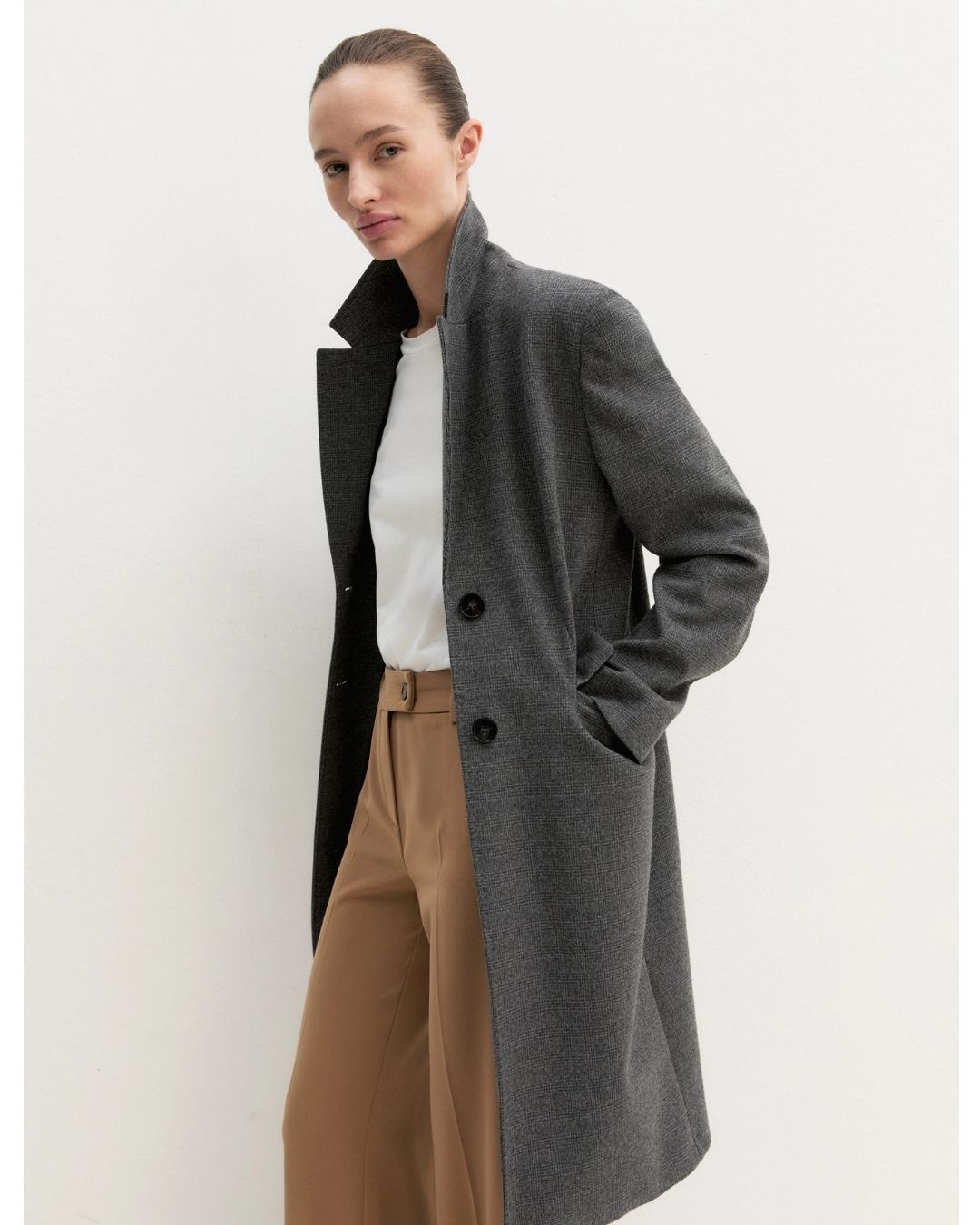 Pantalone in twill stretch Cammello 2625136191200 001 EMME MARELLA