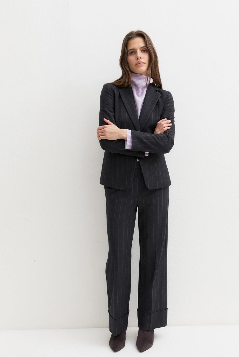 Pantalone dritto in gabardina stretch Blu 2625136202200 002 EMME MARELLA