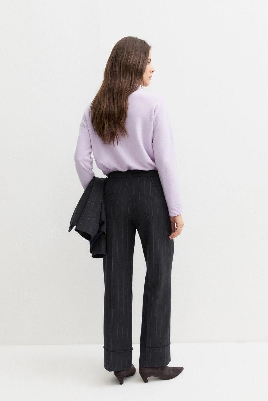 Pantalone dritto in gabardina stretch Blu 2625136202200 002 EMME MARELLA