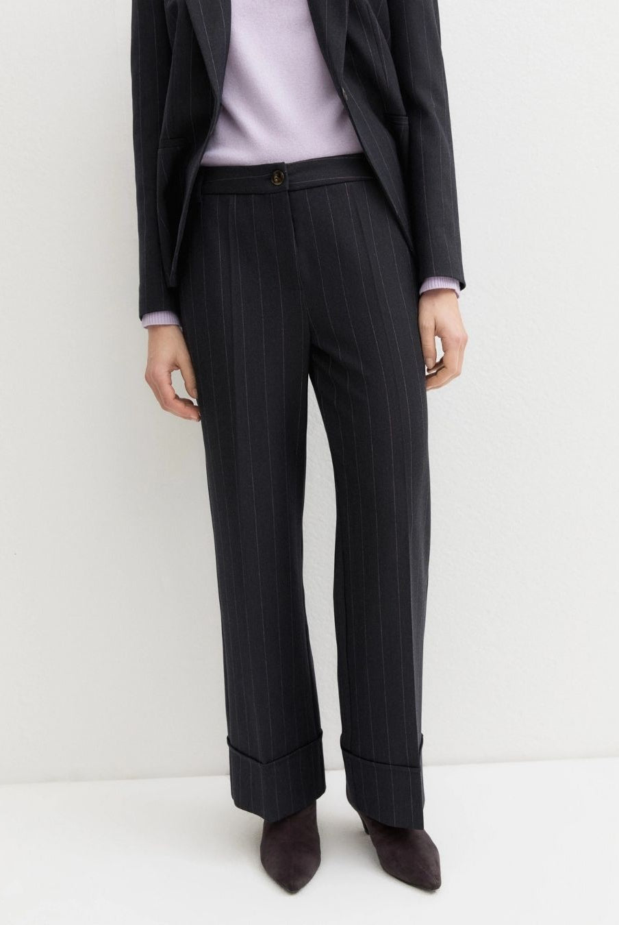 Pantalone dritto in gabardina stretch Blu 2625136202200 002 EMME MARELLA