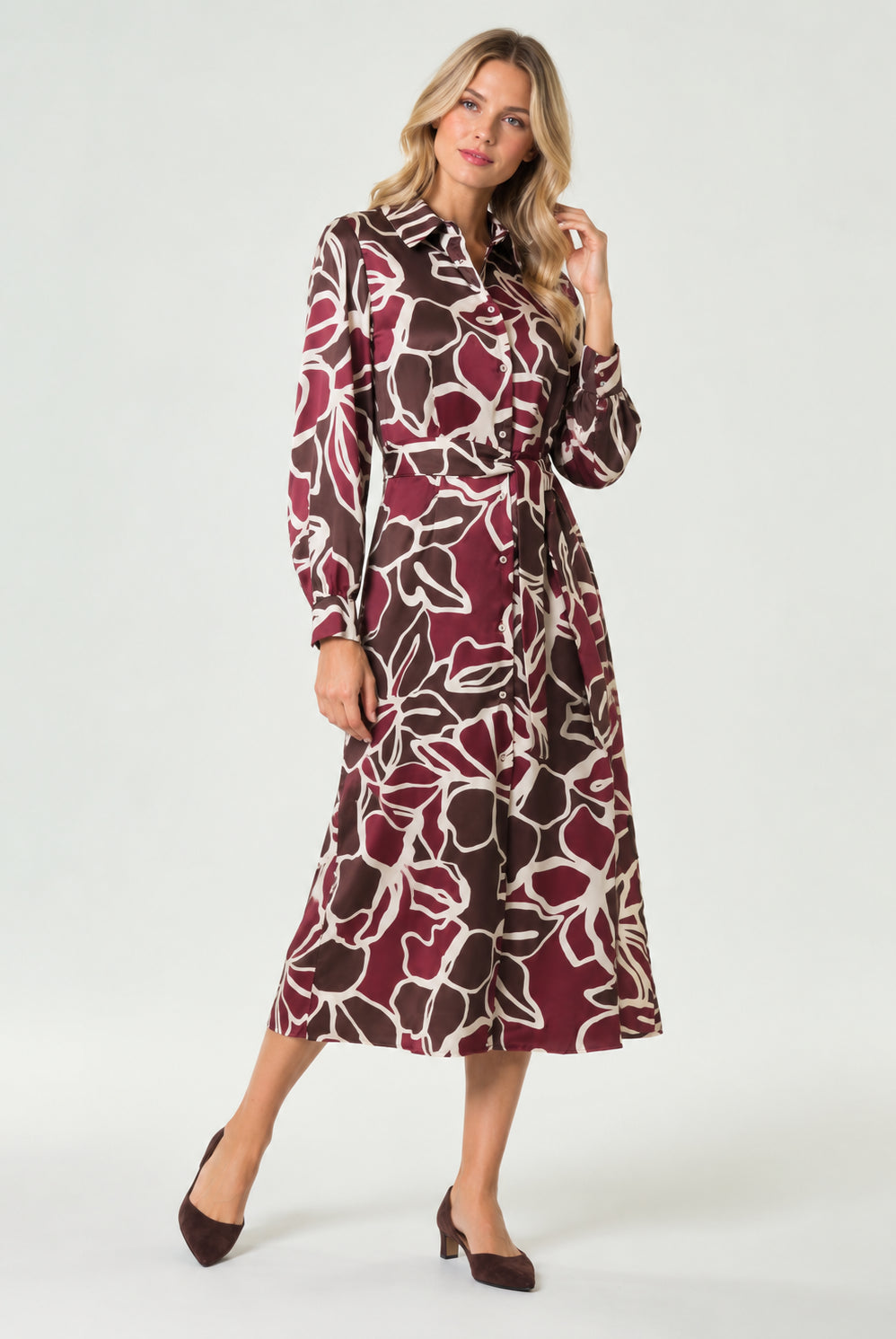 Chemisier in twill stampato Emmalarico Marrone Floreale 2625226081200 002 EMME MARELLA
