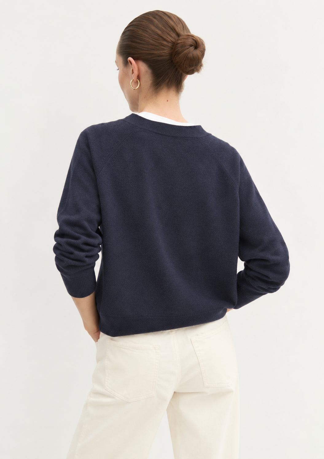 Cardigan dritto in viscosa stretch Emmbacini Navy 2625346041200 001 EMME MARELLA