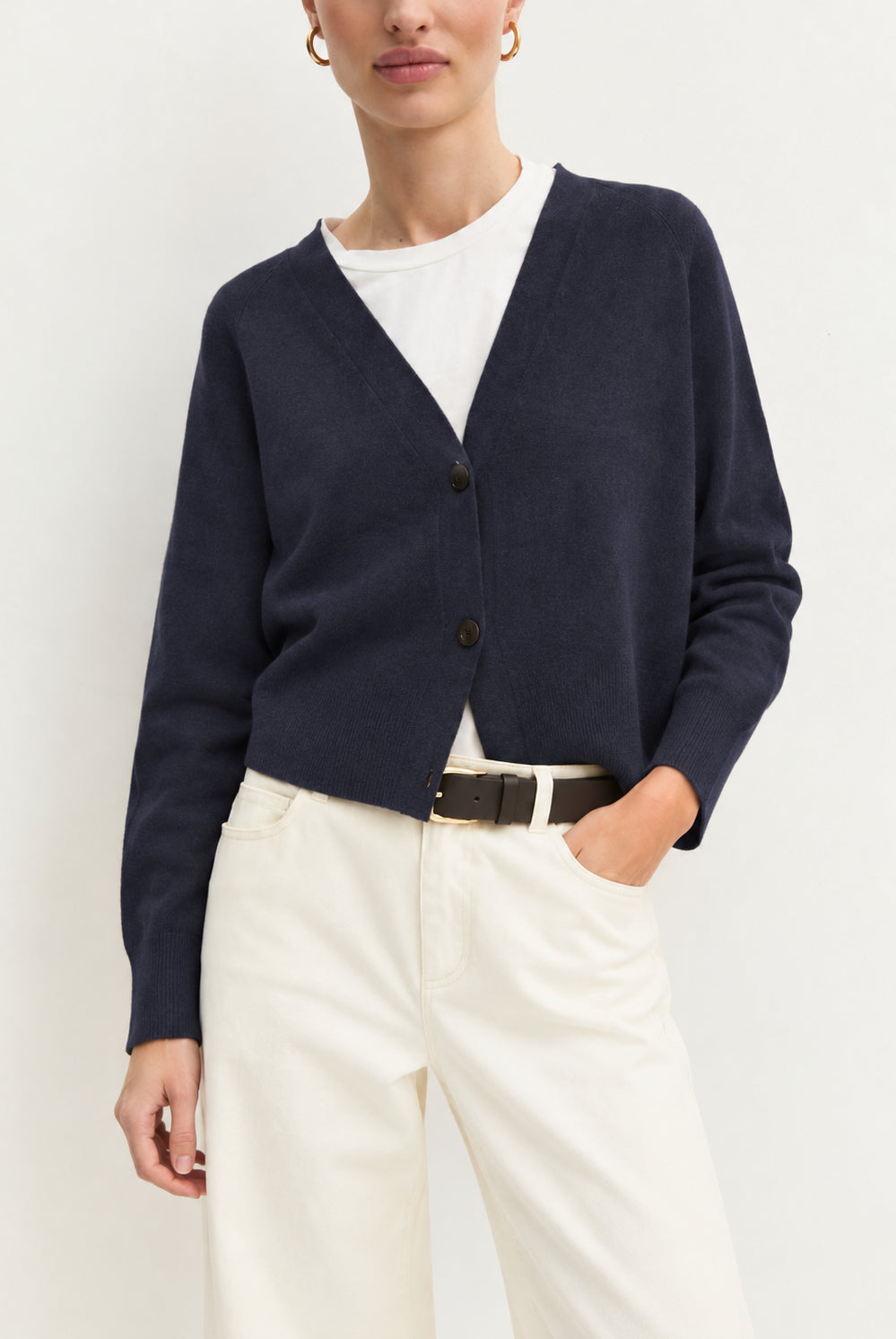 Cardigan dritto in viscosa stretch Emmbacini Navy 2625346041200 001 EMME MARELLA