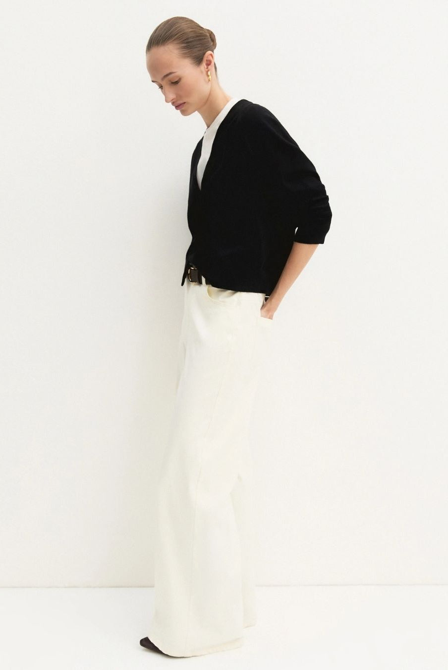 Cardigan dritto in viscosa stretch Nero 2625346041200 016 EMME MARELLA