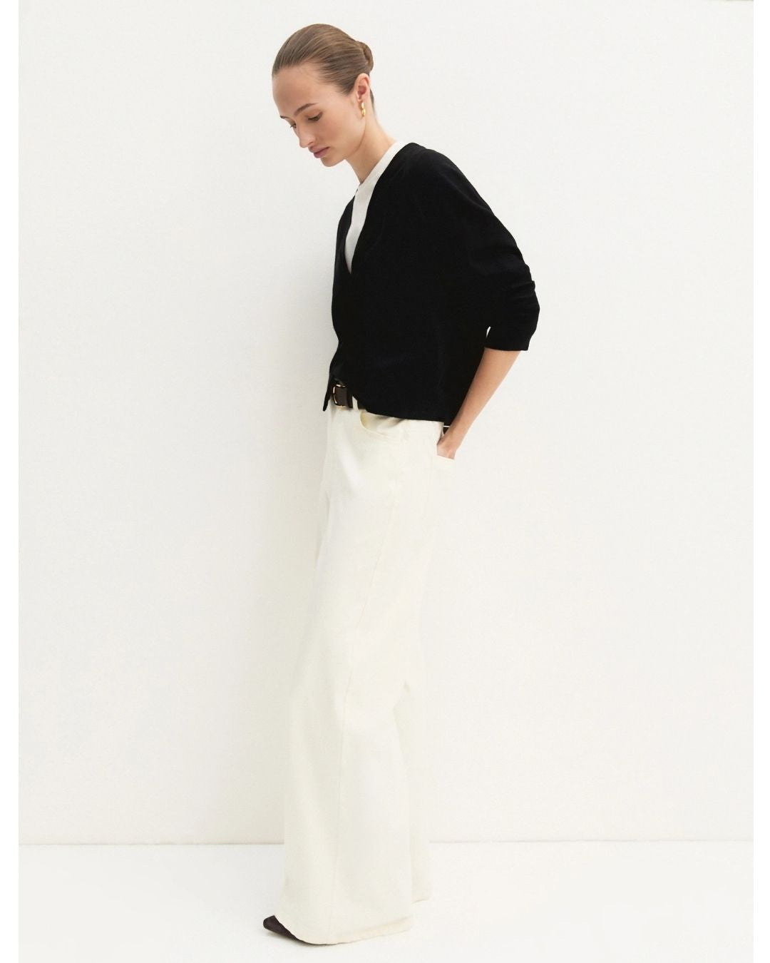 Cardigan dritto in viscosa stretch Nero 2625346041200 016 EMME MARELLA