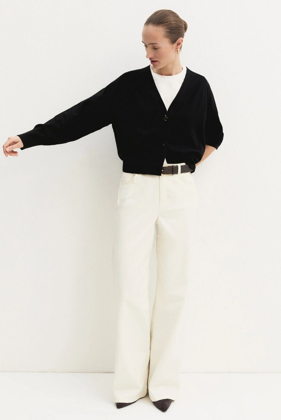 Cardigan dritto in viscosa stretch Nero 2625346041200 016 EMME MARELLA