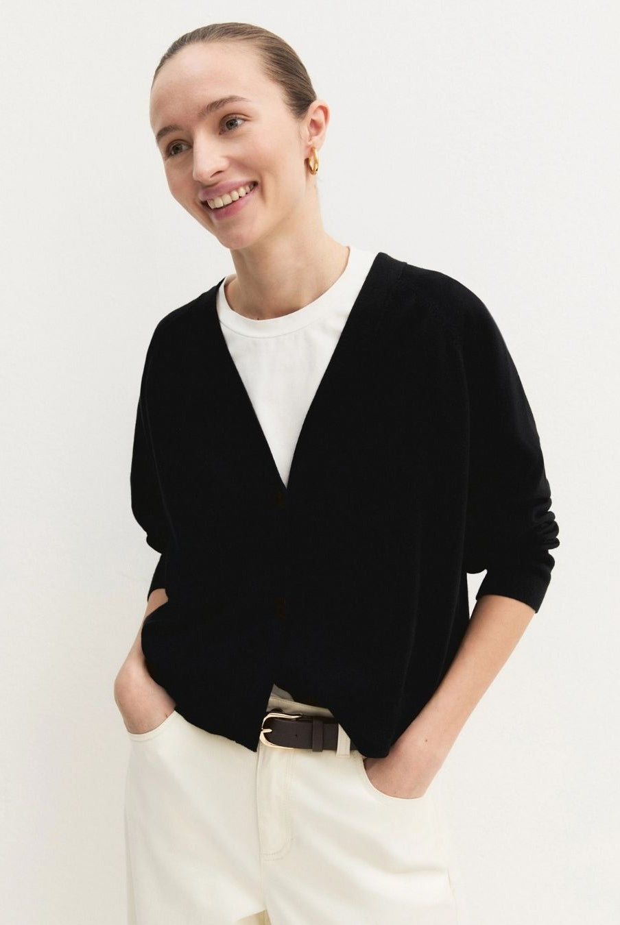 Cardigan dritto in viscosa stretch Nero 2625346041200 016 EMME MARELLA