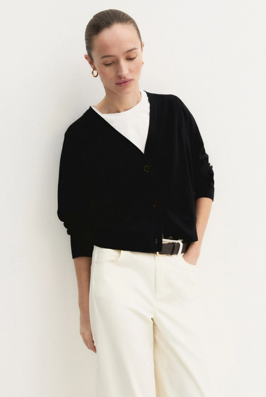 Cardigan dritto in viscosa stretch Nero 2625346041200 016 EMME MARELLA