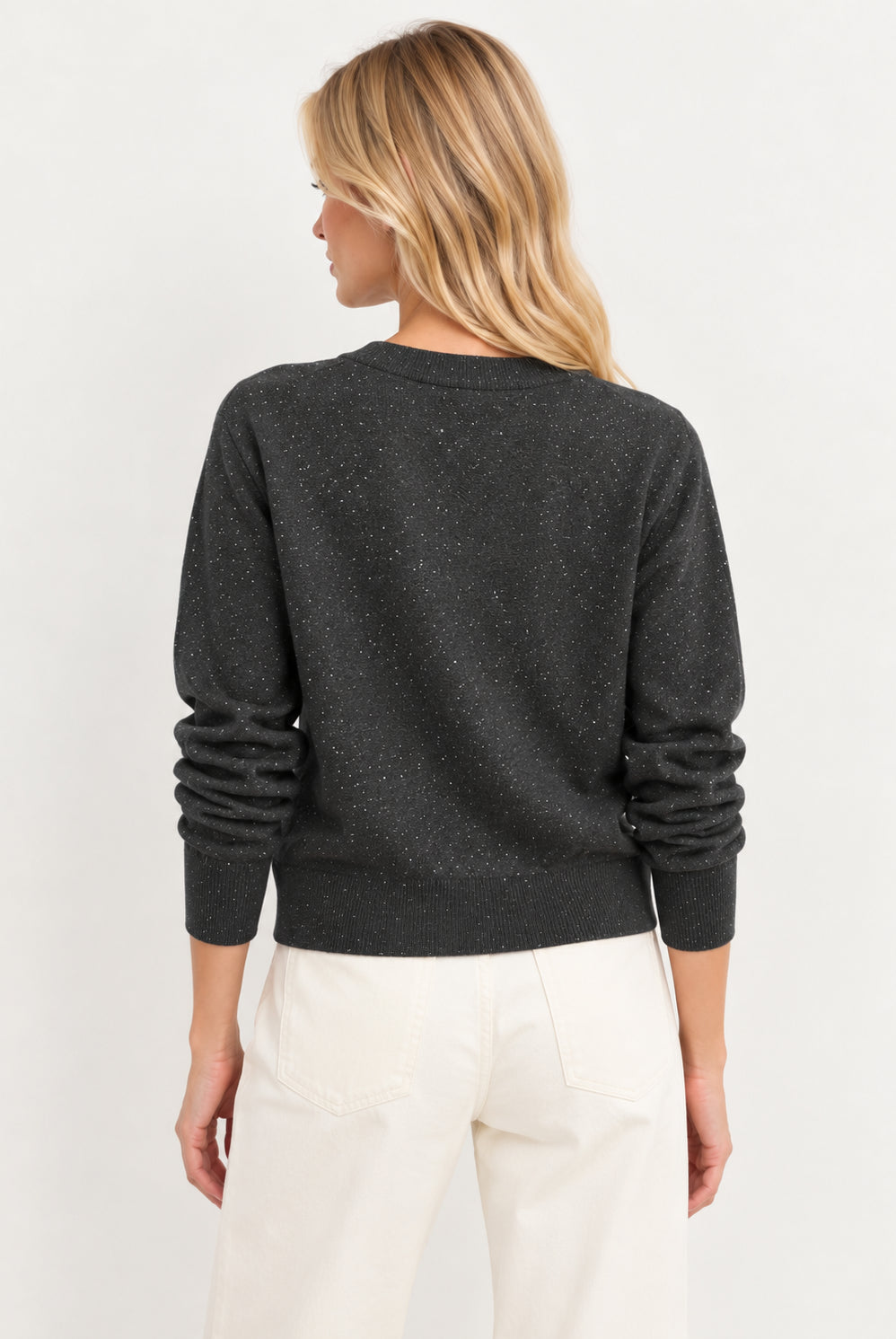 Maglia in filato di misto lana con lurex e paillette Emmfertile Grigio Scuro Melange 2625366051200 004 EMME MARELLA