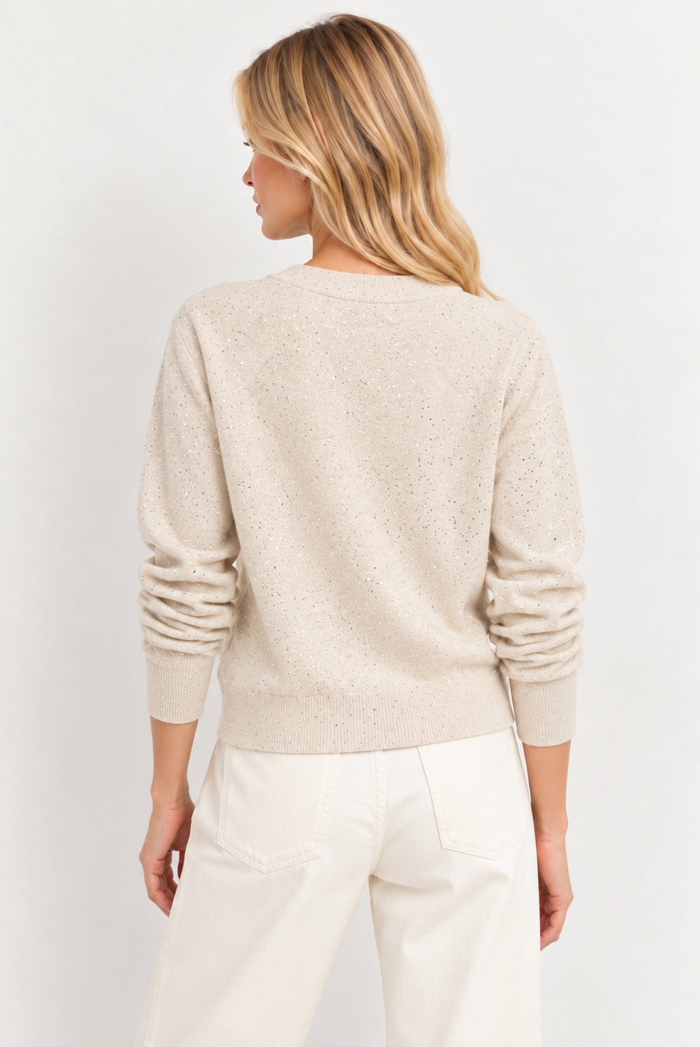 Maglia in filato di misto lana con lurex e paillette Emmfertile Avorio 2625366051200 005 EMME MARELLA
