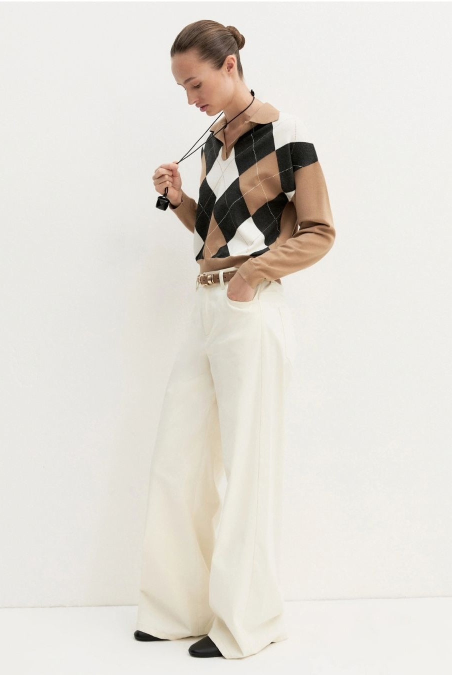 Polo crop in maglia stretch Cammello 2625366121200 007 EMME MARELLA
