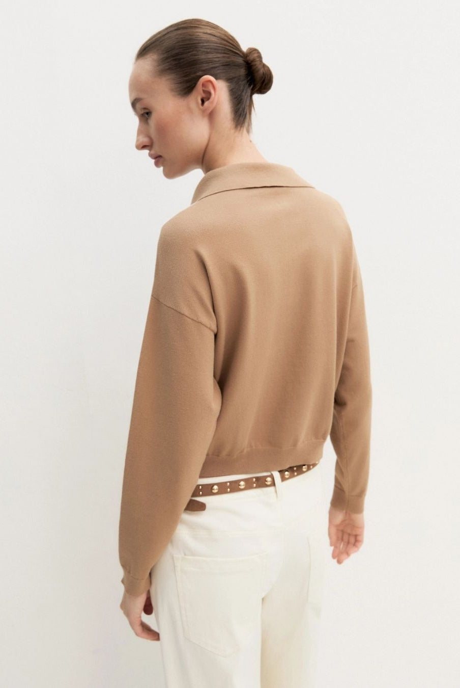 Polo crop in maglia stretch Cammello 2625366121200 007 EMME MARELLA
