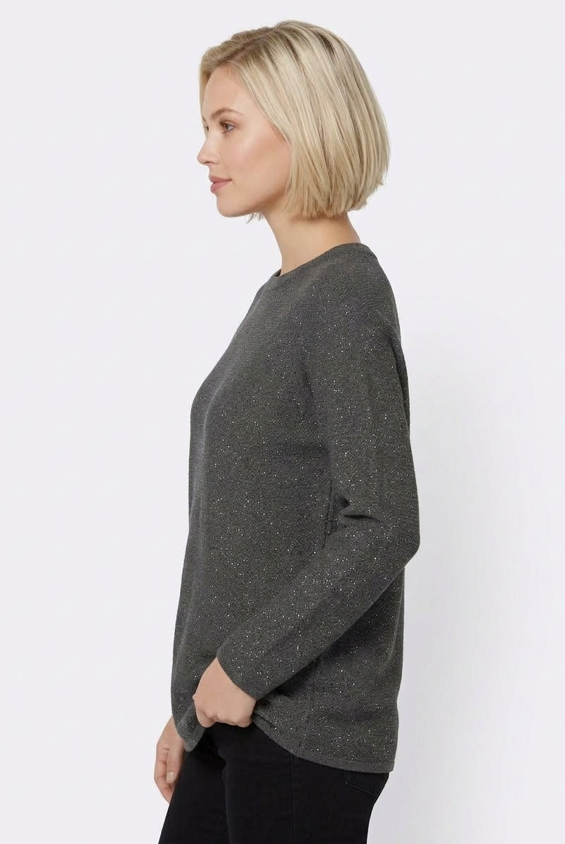 Maglia in filato di misto lana con lurex e paillette Emmardente Grigio Scuro 2625366171200 004 EMME MARELLA
