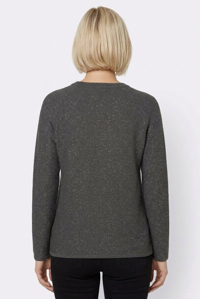 Maglia in filato di misto lana con lurex e paillette Emmardente Grigio Scuro 2625366171200 004 EMME MARELLA