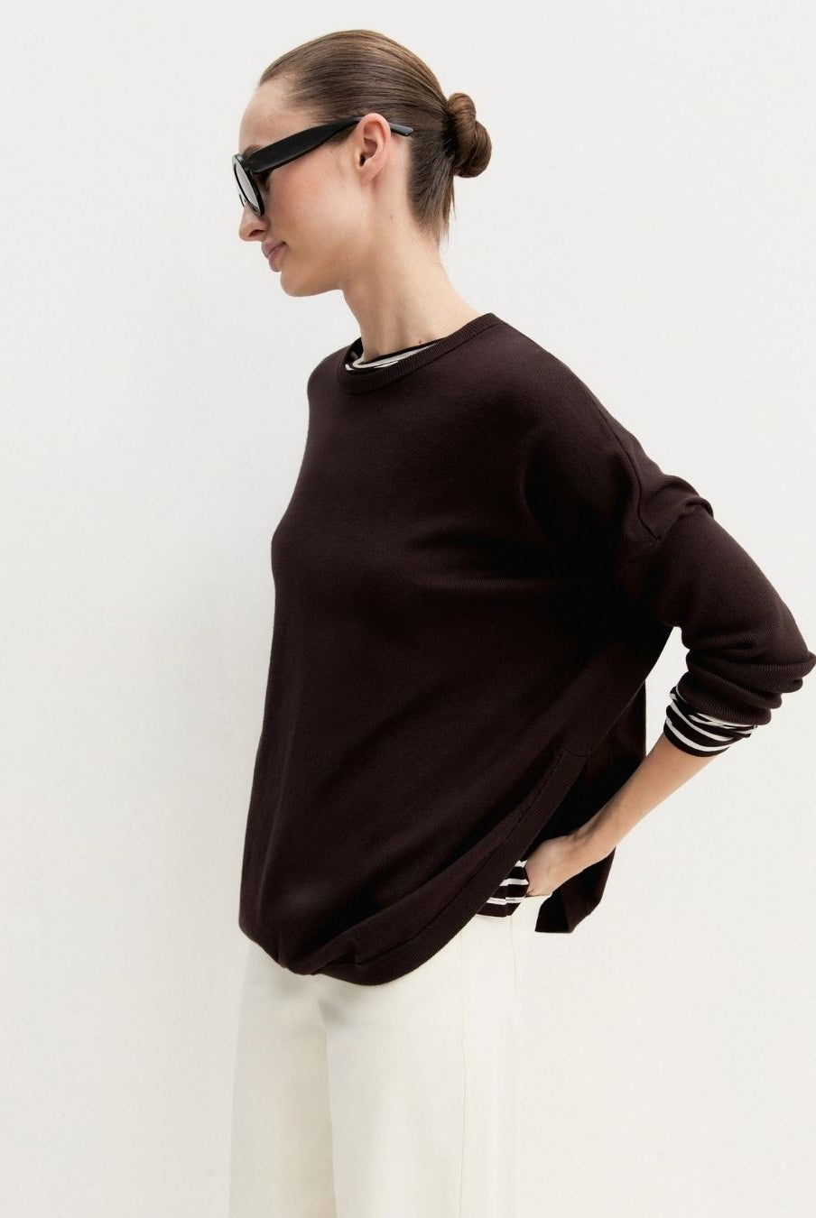 Maglia over in viscosa stretch Testa di moro 2625366281200 008 EMME MARELLA