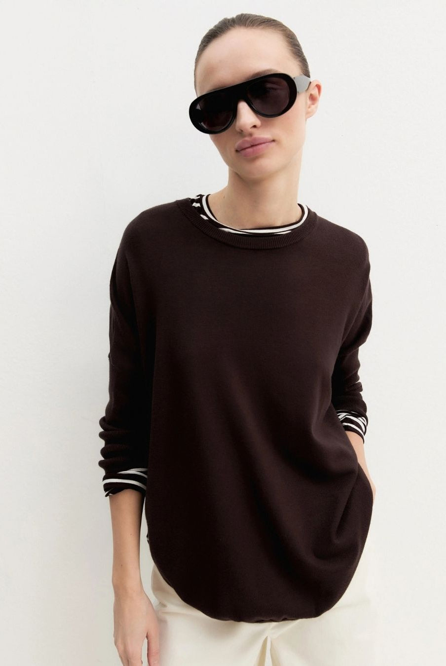 Maglia over in viscosa stretch Testa di moro 2625366281200 008 EMME MARELLA