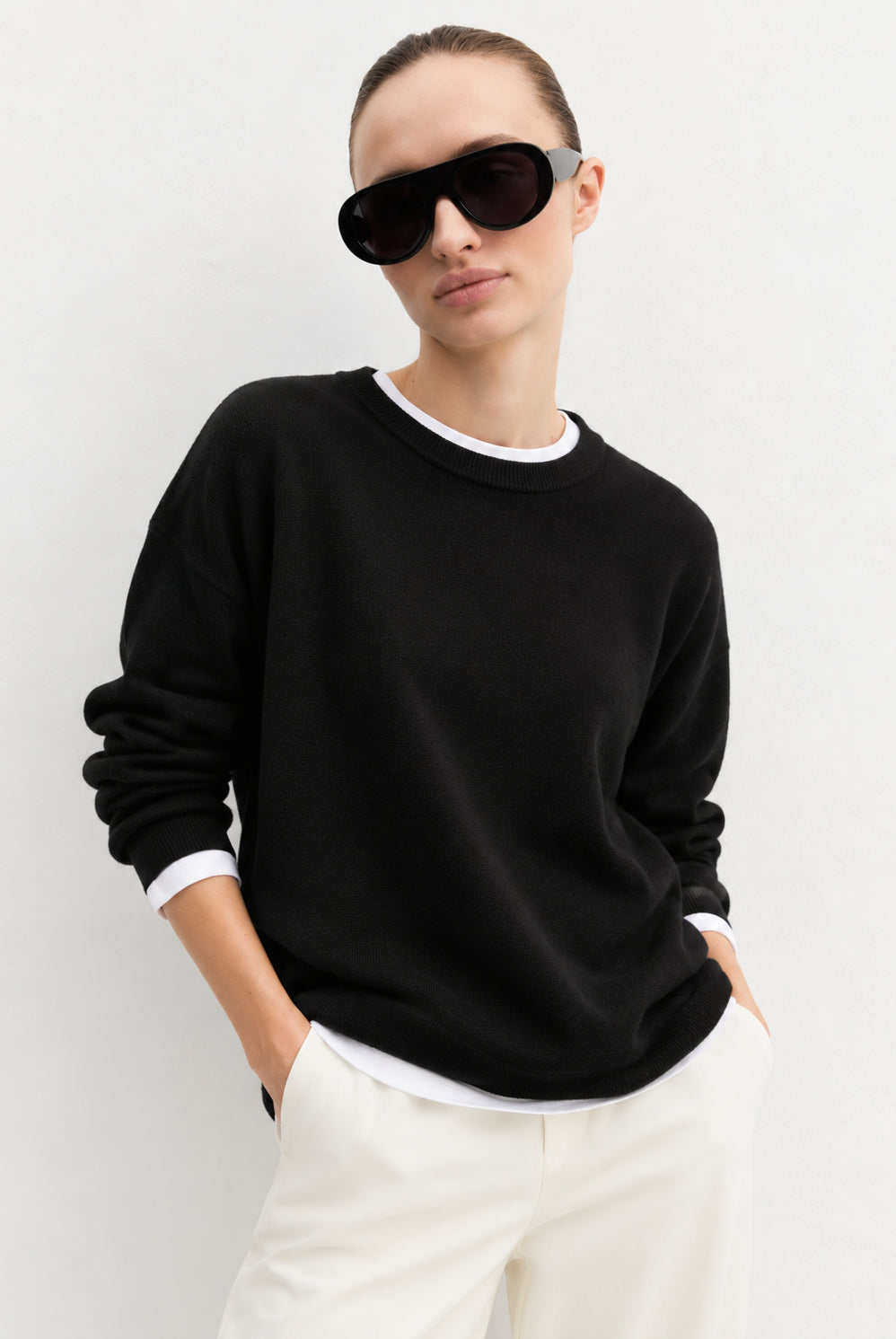 Maglia over in viscosa stretch Emmcurvato Nero 2625366281200 016 EMME MARELLA