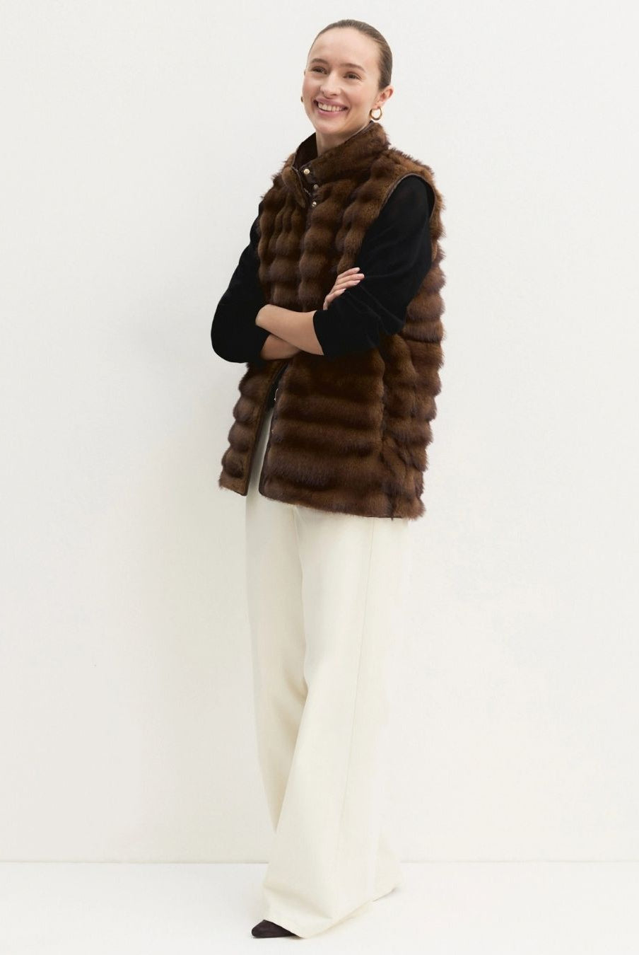 Gilet lungo in jersey Cognac 2625456071200 001 EMME MARELLA