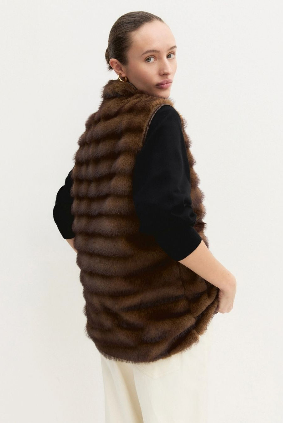 Gilet lungo in jersey Cognac 2625456071200 001 EMME MARELLA
