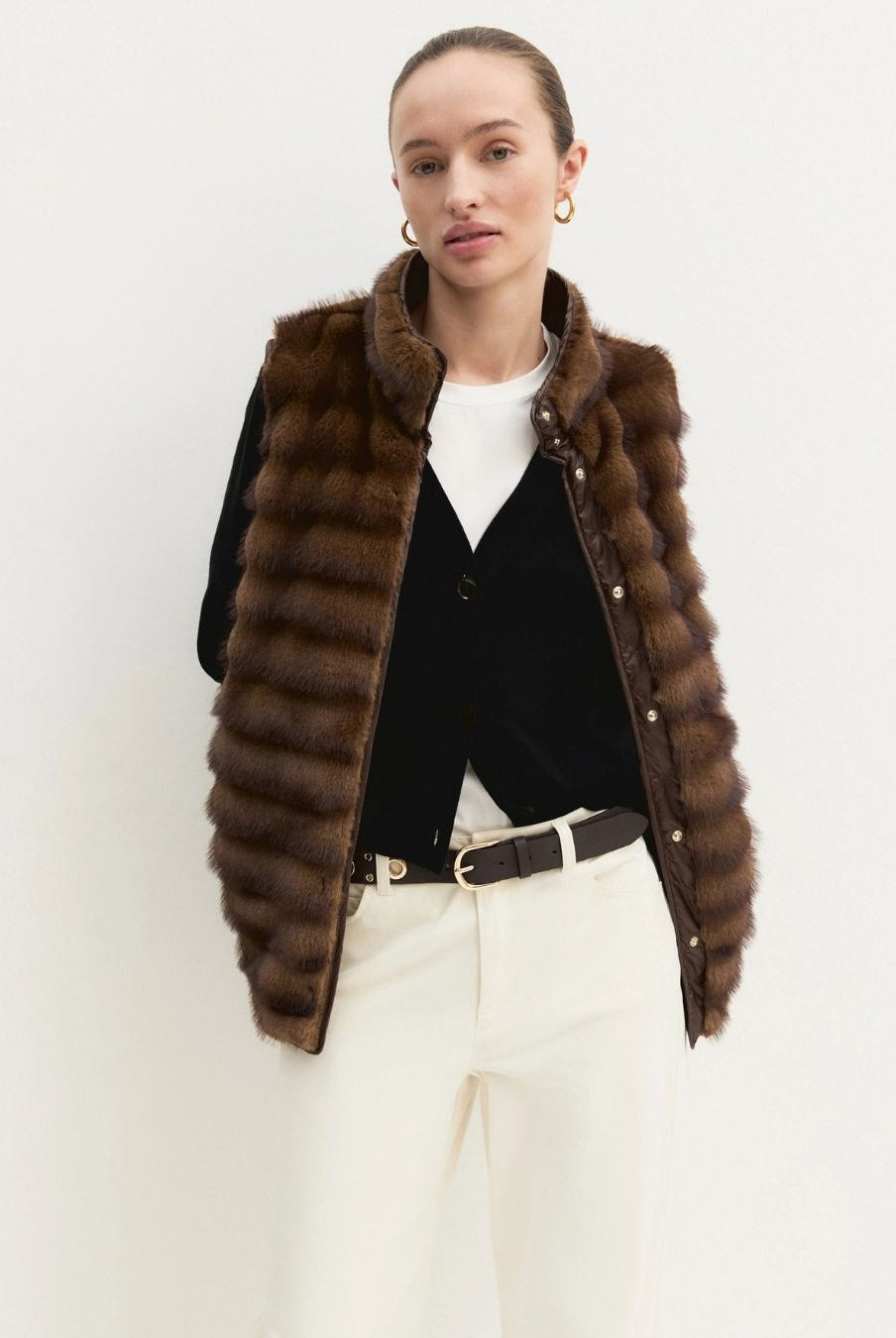 Gilet lungo in jersey Cognac 2625456071200 001 EMME MARELLA