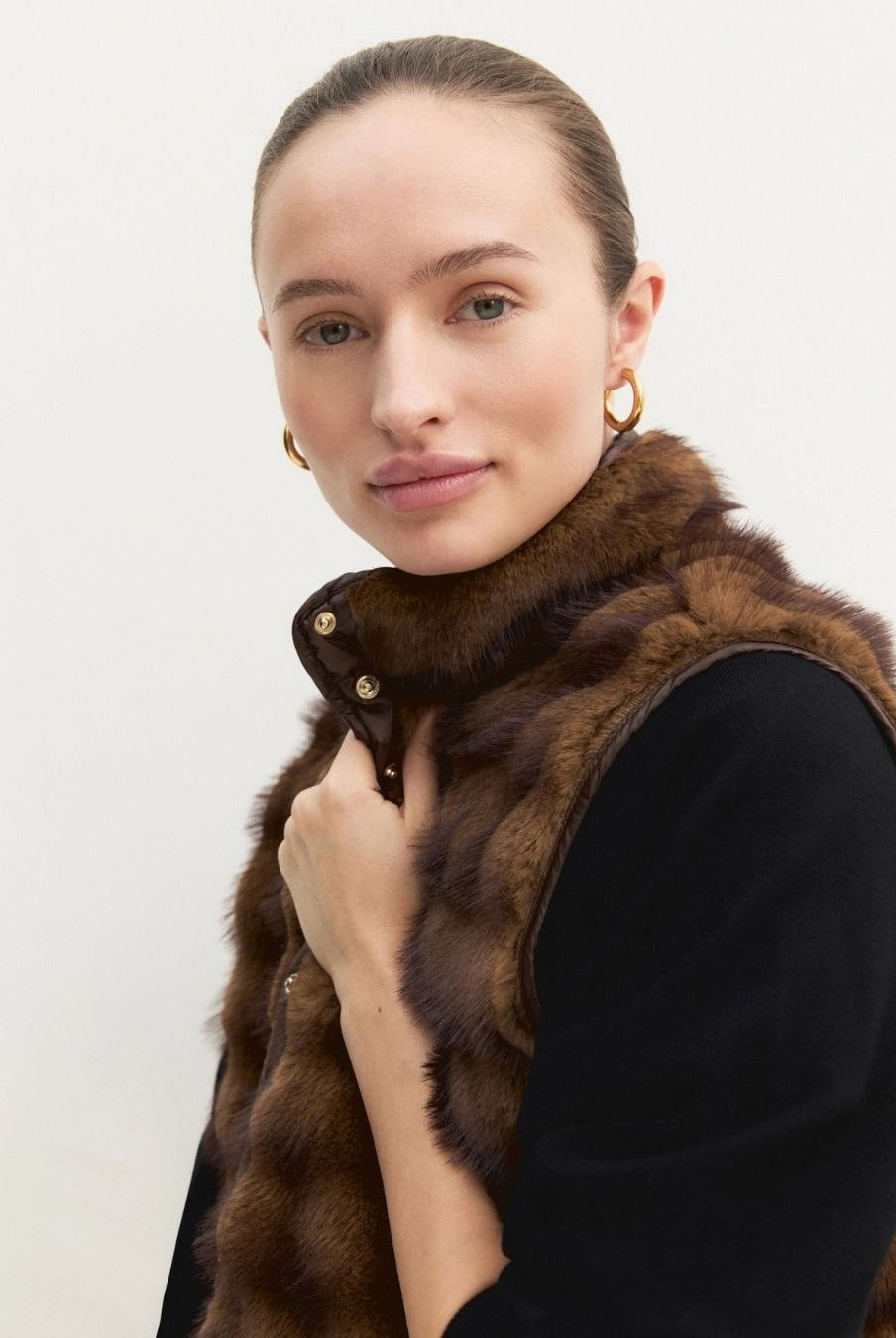 Gilet lungo in jersey Cognac 2625456071200 001 EMME MARELLA