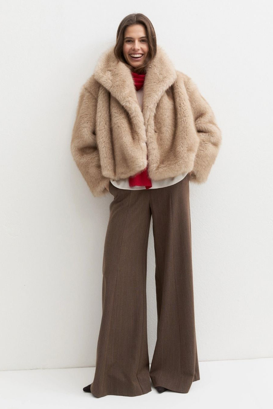 Cappotto corto in jersey furry Ecrù 2625456112200 001 EMME MARELLA