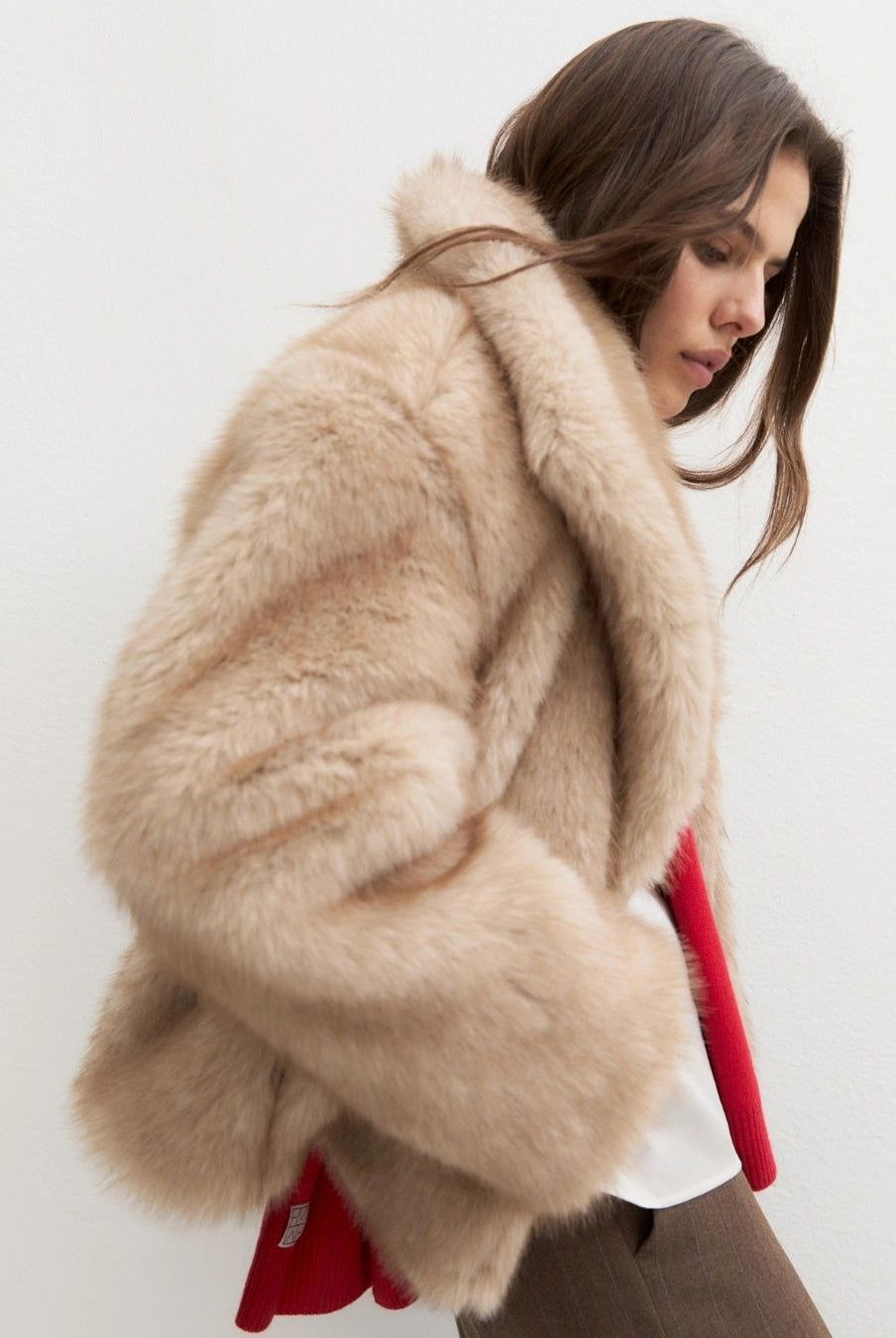 Cappotto corto in jersey furry Ecrù 2625456112200 001 EMME MARELLA