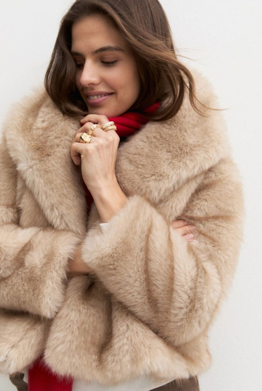 Cappotto corto in jersey furry Ecrù 2625456112200 001 EMME MARELLA