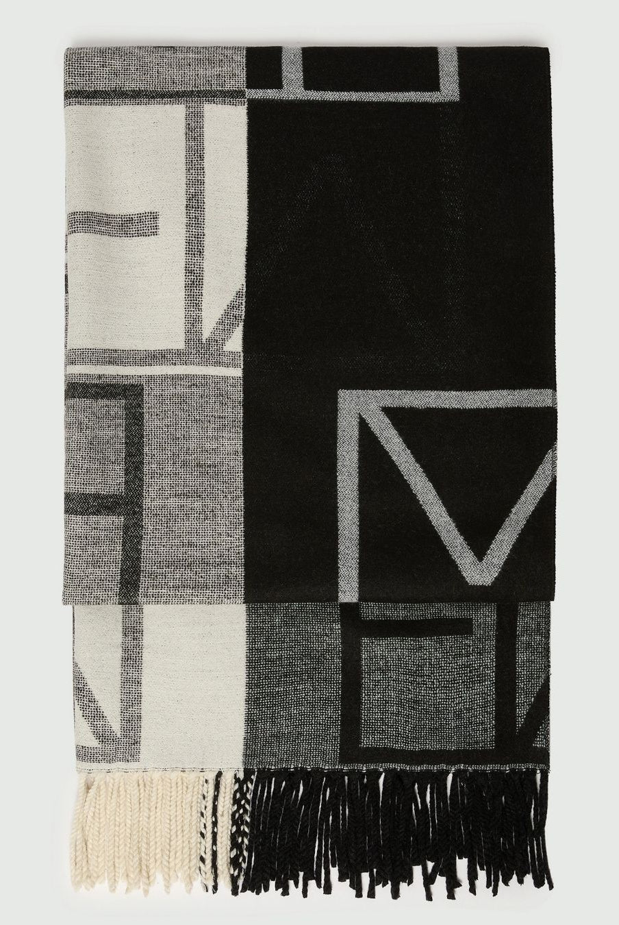 Stola jacquard con logo Emmegram Nero 2625546012200 002 EMME MARELLA