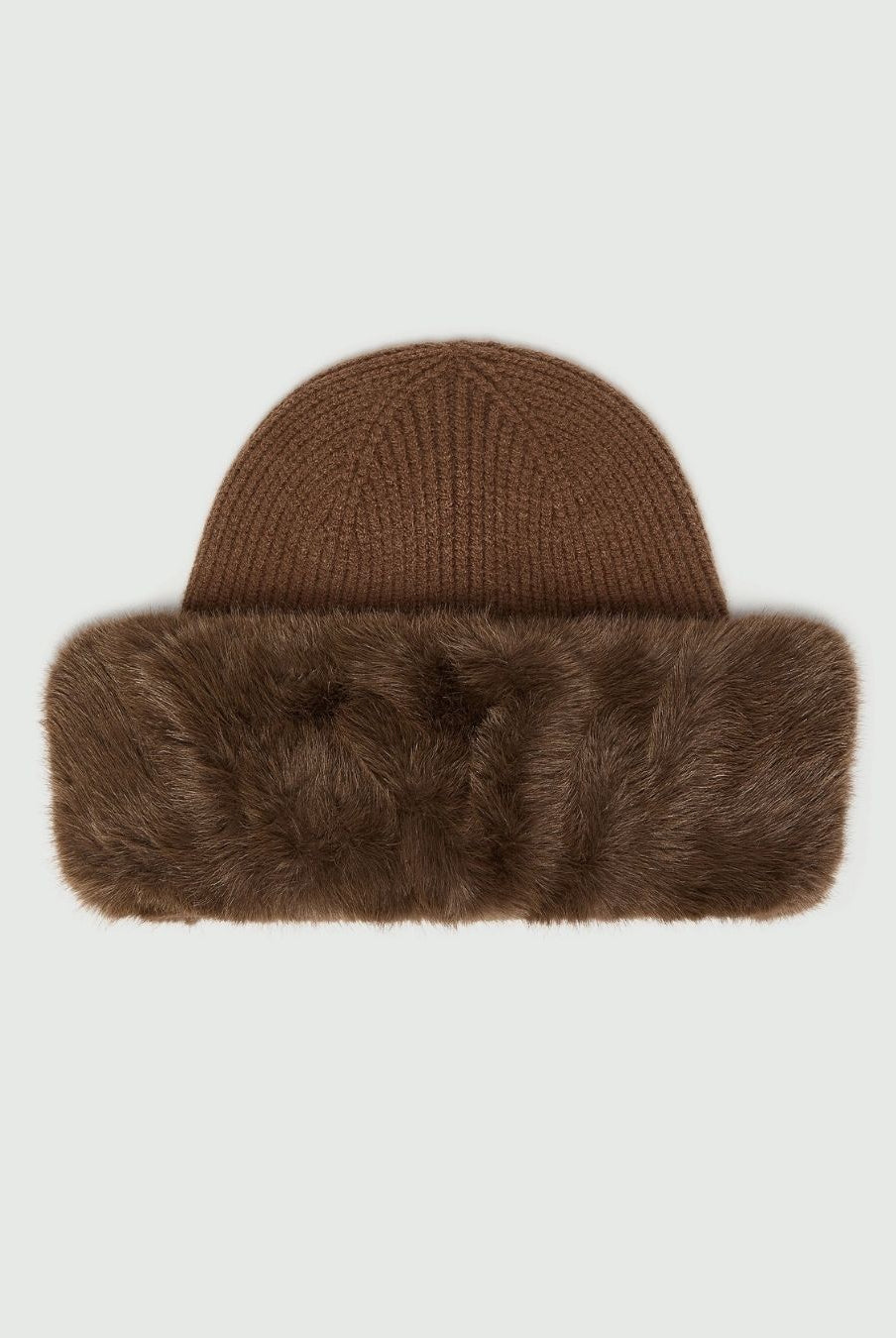 Berretto con bordo in tessuto furry Marrone 2625576042200 002 EMME MARELLA