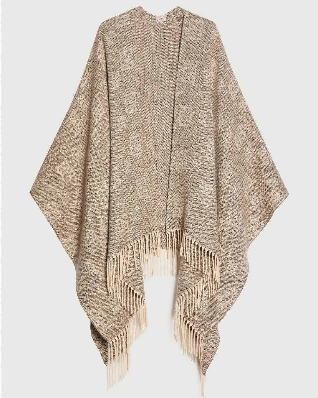 Poncho jacquard con frange Cammello 2625736021200 001 EMME MARELLA