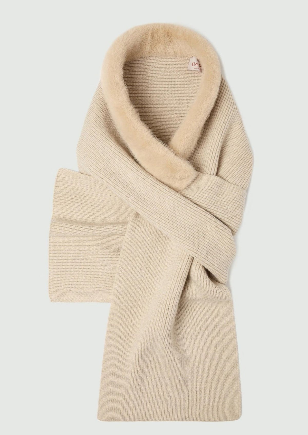 Sciarpa cappuccio Emmcerchio con bordo in tessuto furry Panna 2625746022200 001 EMME MARELLA