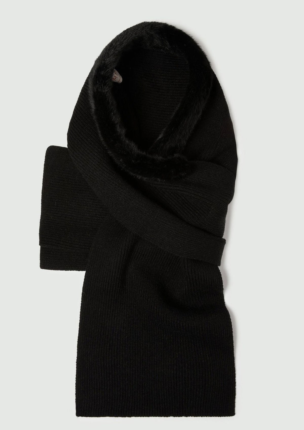 Sciarpa cappuccio Emmcerchio con bordo in tessuto furry Nero 2625746022200 003 EMME MARELLA