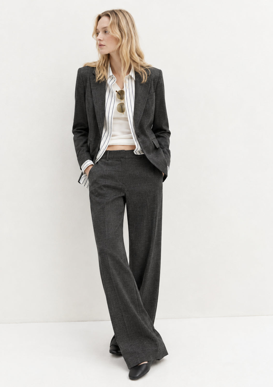 Pantalone dritto in jersey stretch Emmpalace Grigio Scuro Melange 2625786021200 004 EMME MARELLA