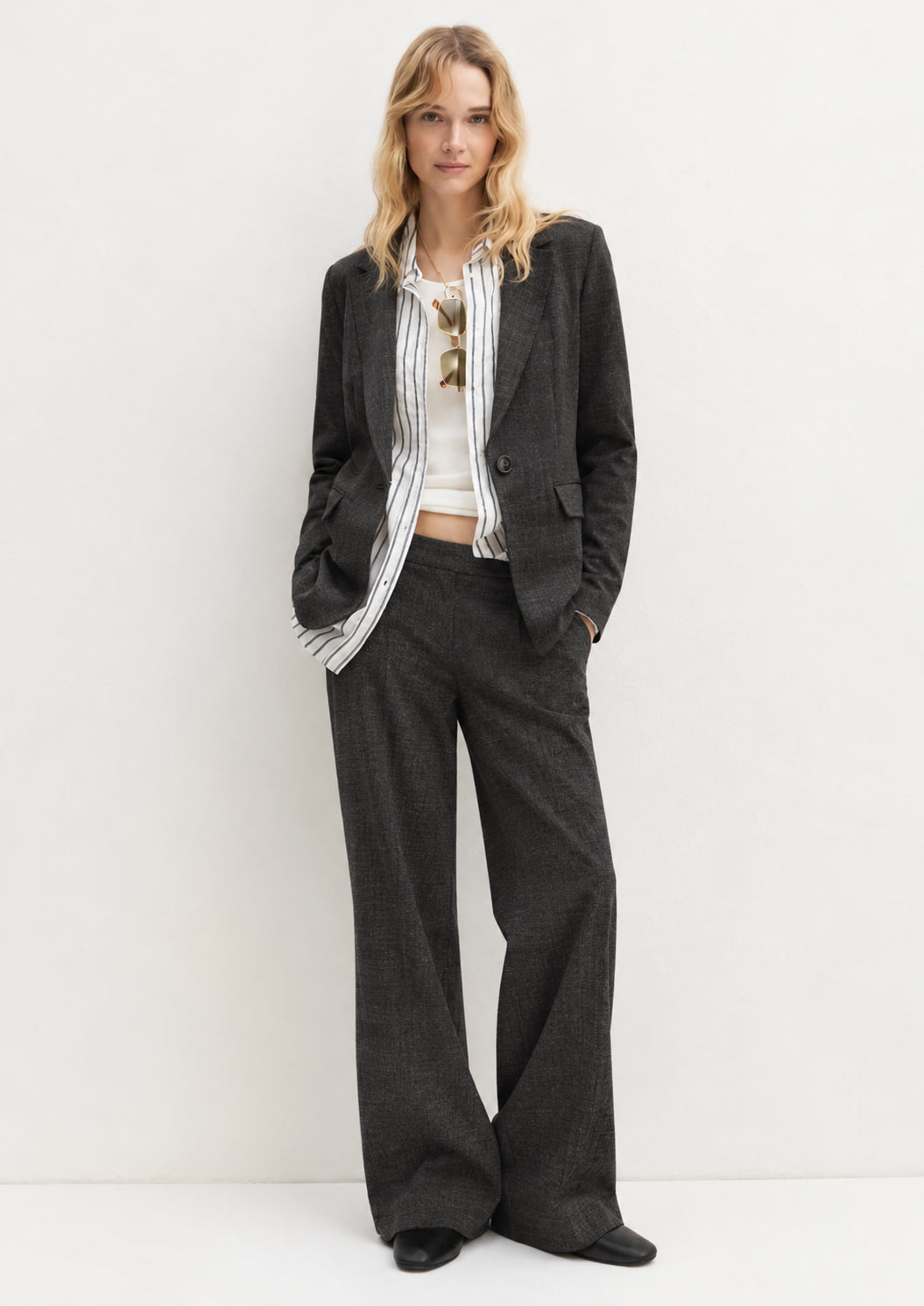 Pantalone dritto in jersey stretch Emmpalace Grigio Scuro Melange 2625786021200 004 EMME MARELLA