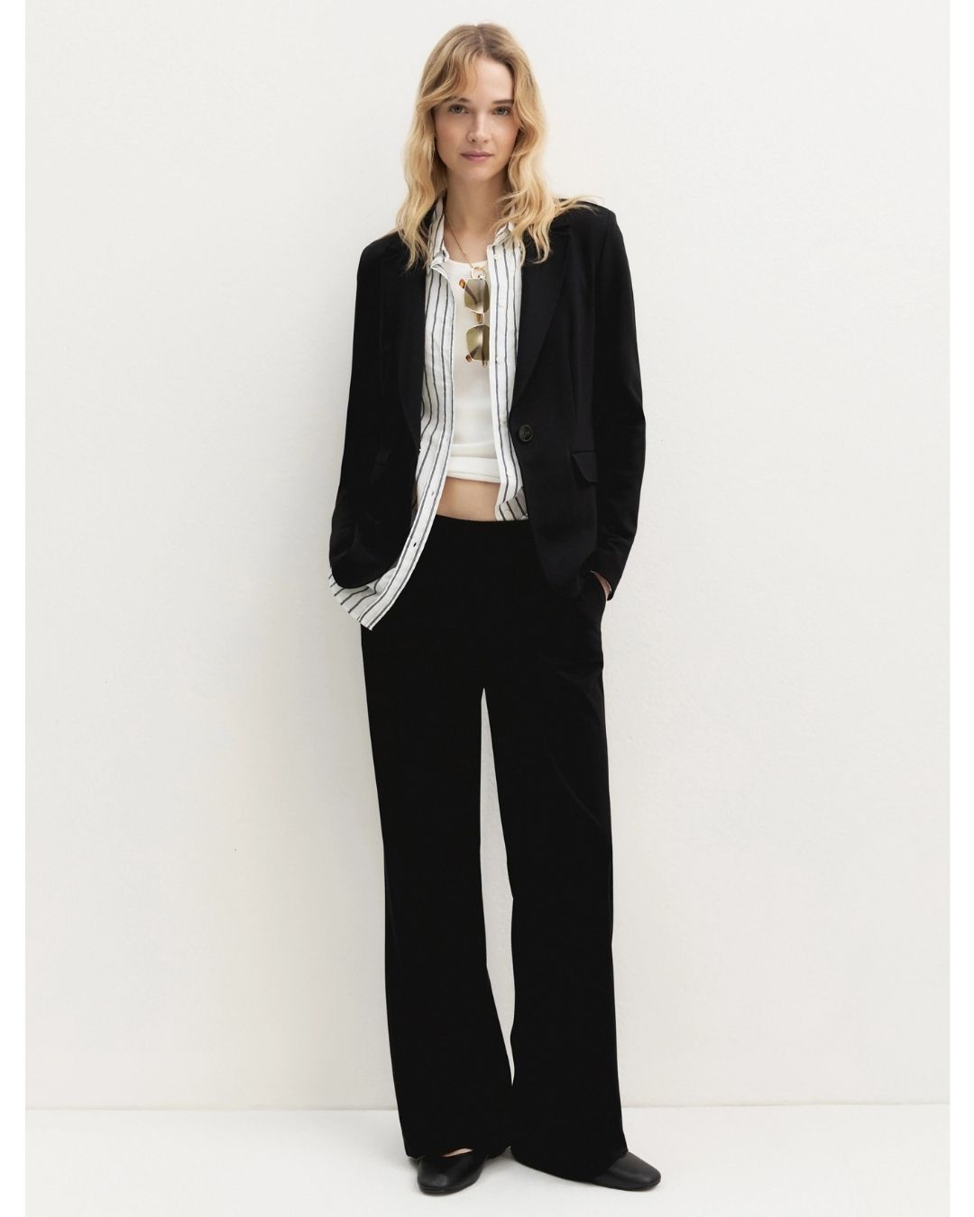 Pantalone dritto in jersey stretch Nero 2625786021200 005 EMME MARELLA
