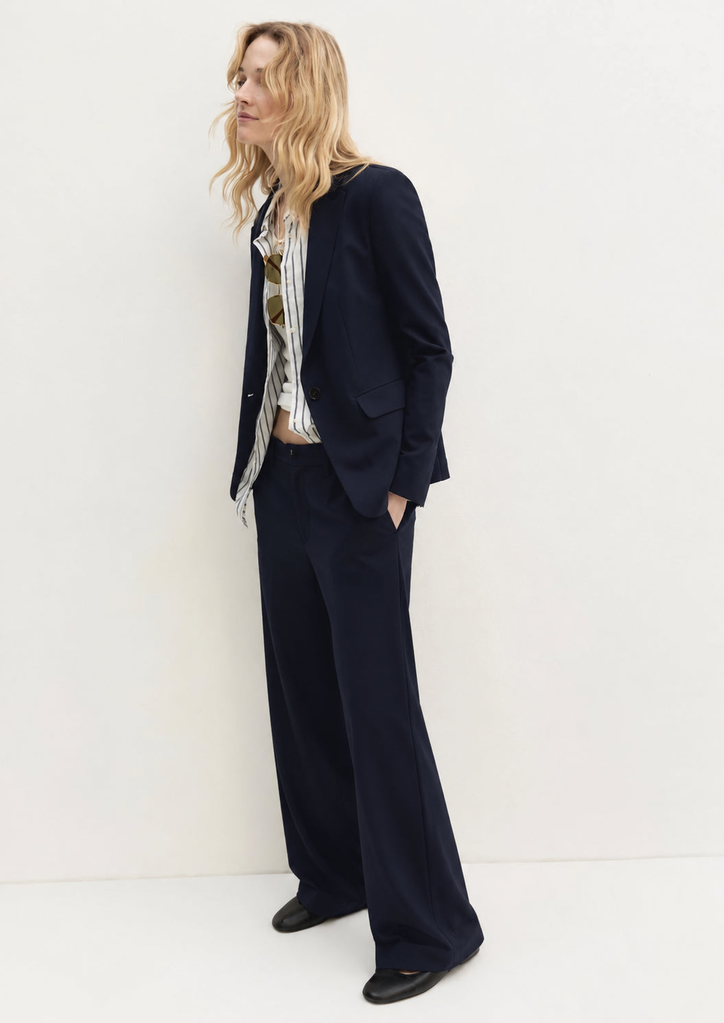 Pantalone dritto in jersey stretch Emmpalace Navy 2625786021200 007 EMME MARELLA