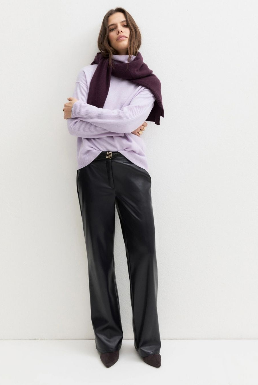 Pantalone dritto in jersey spalmato Navy 2625786032200 004 EMME MARELLA