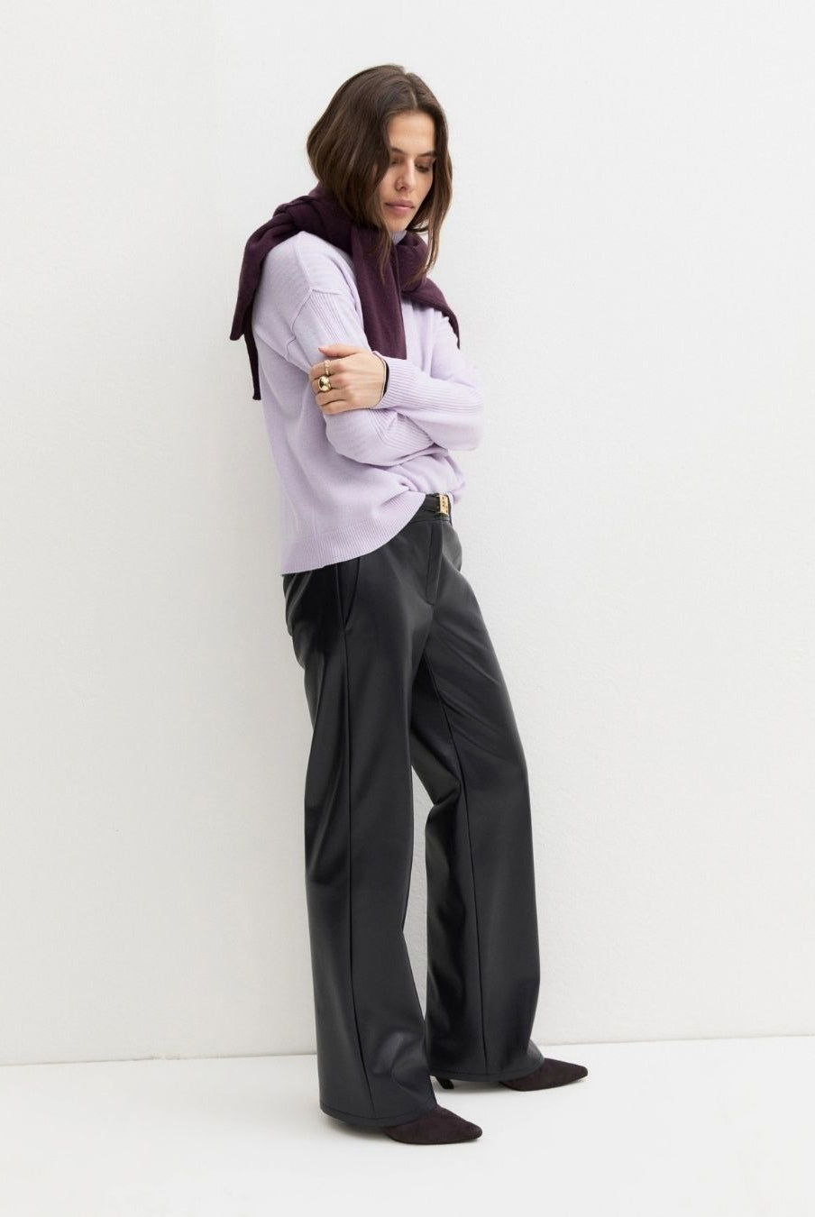 Pantalone dritto in jersey spalmato Navy 2625786032200 004 EMME MARELLA