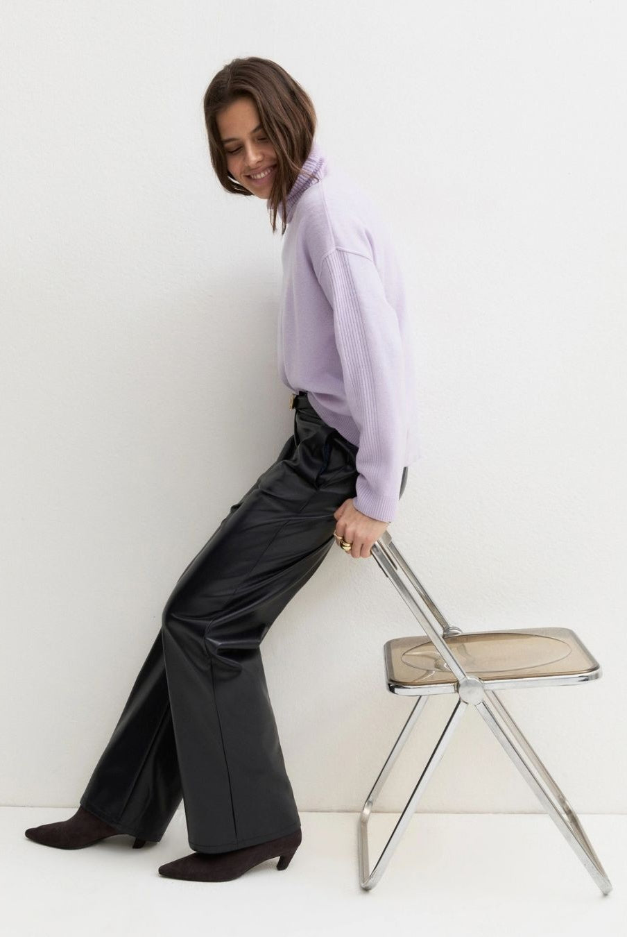 Pantalone dritto in jersey spalmato Navy 2625786032200 004 EMME MARELLA