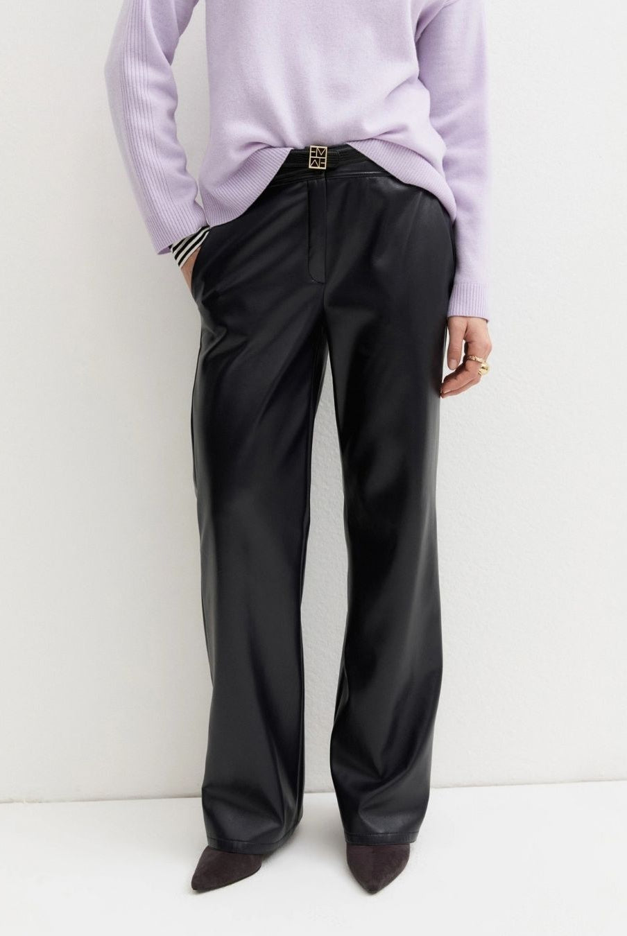Pantalone dritto in jersey spalmato Navy 2625786032200 004 EMME MARELLA