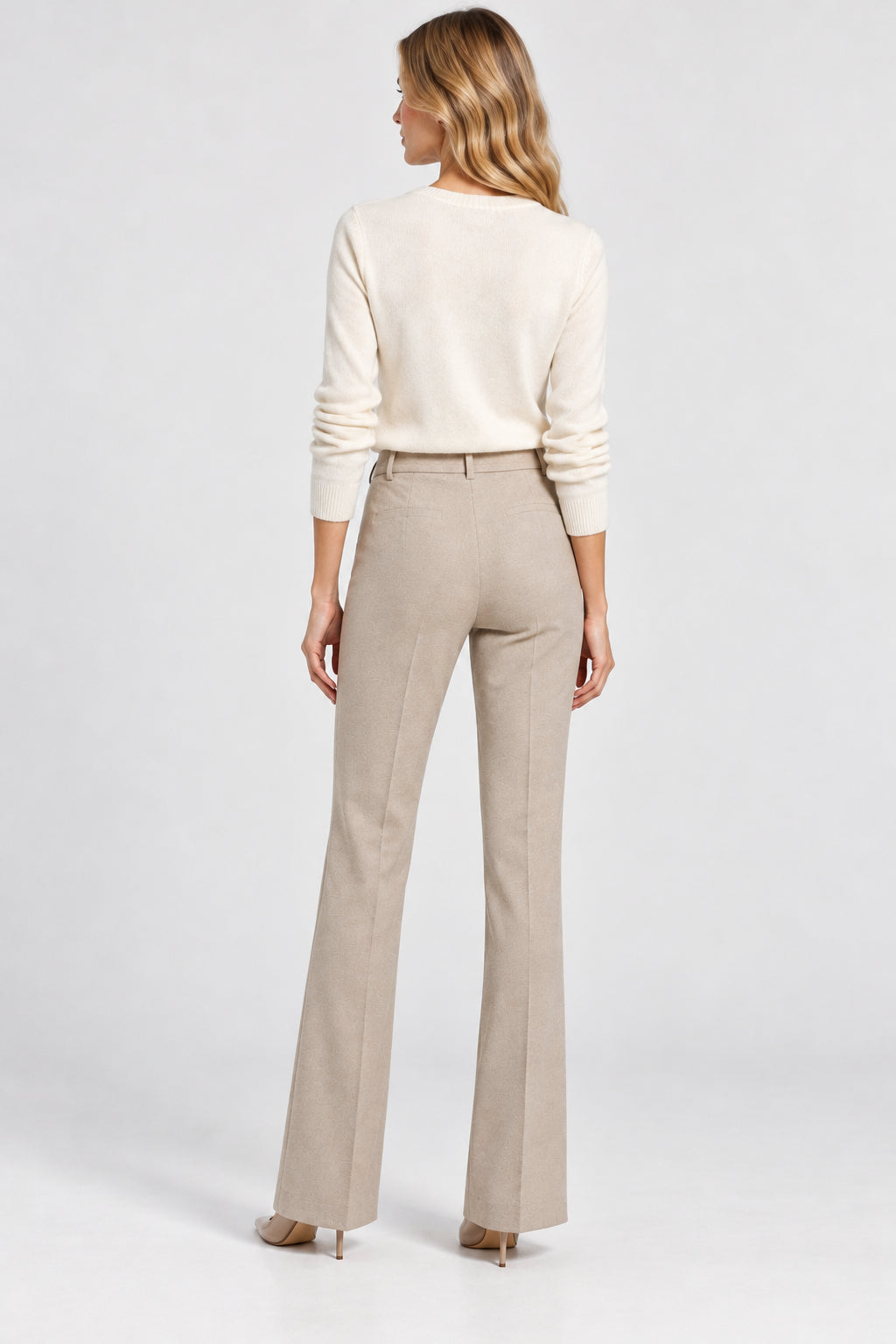 Pantalone slim fit in jersey stretch Emmflare Ecru 2625786051200 001 EMME MARELLA