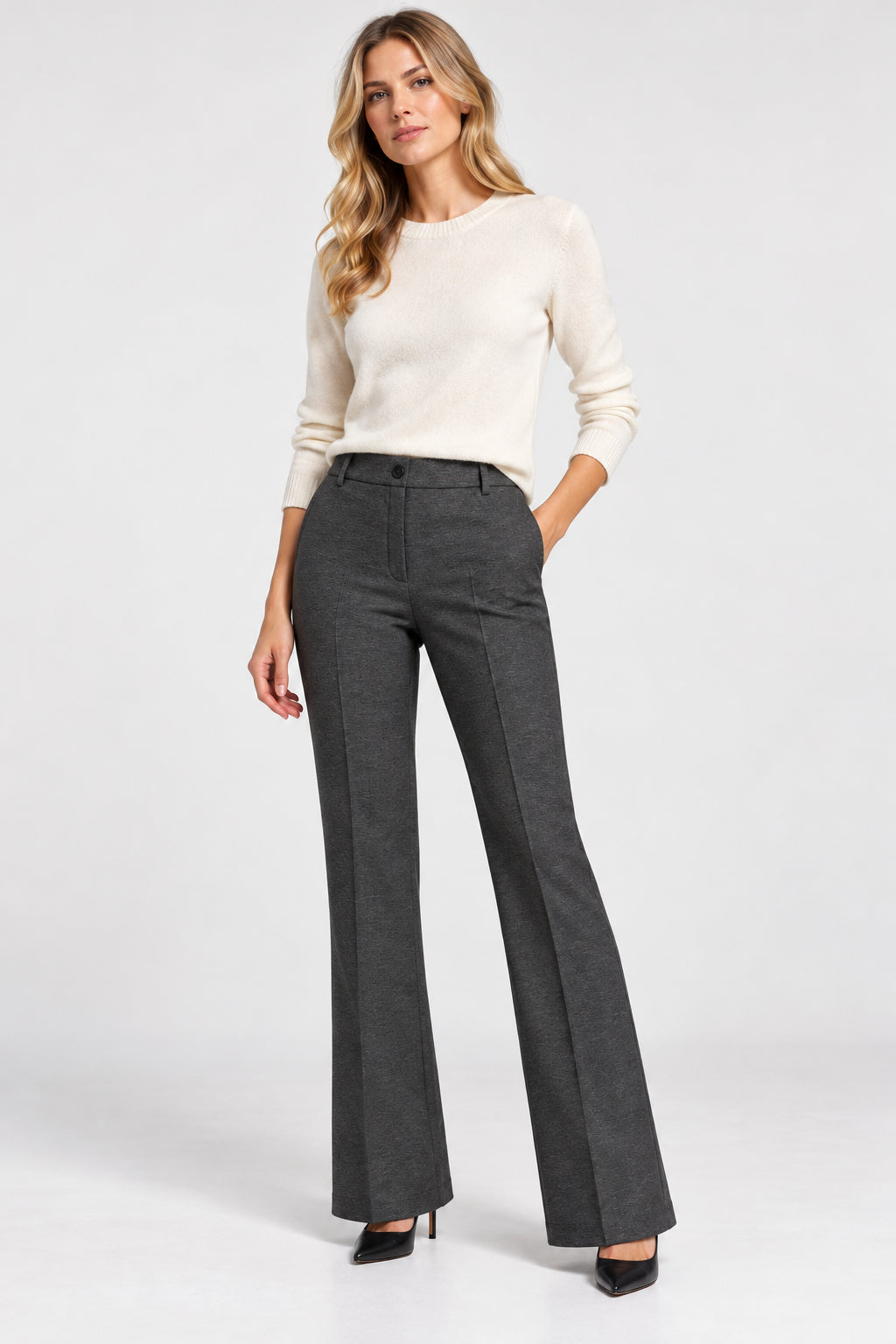 Pantalone slim fit in jersey stretch Emmflare Grigio Scuro Melange 2625786051200 004 EMME MARELLA