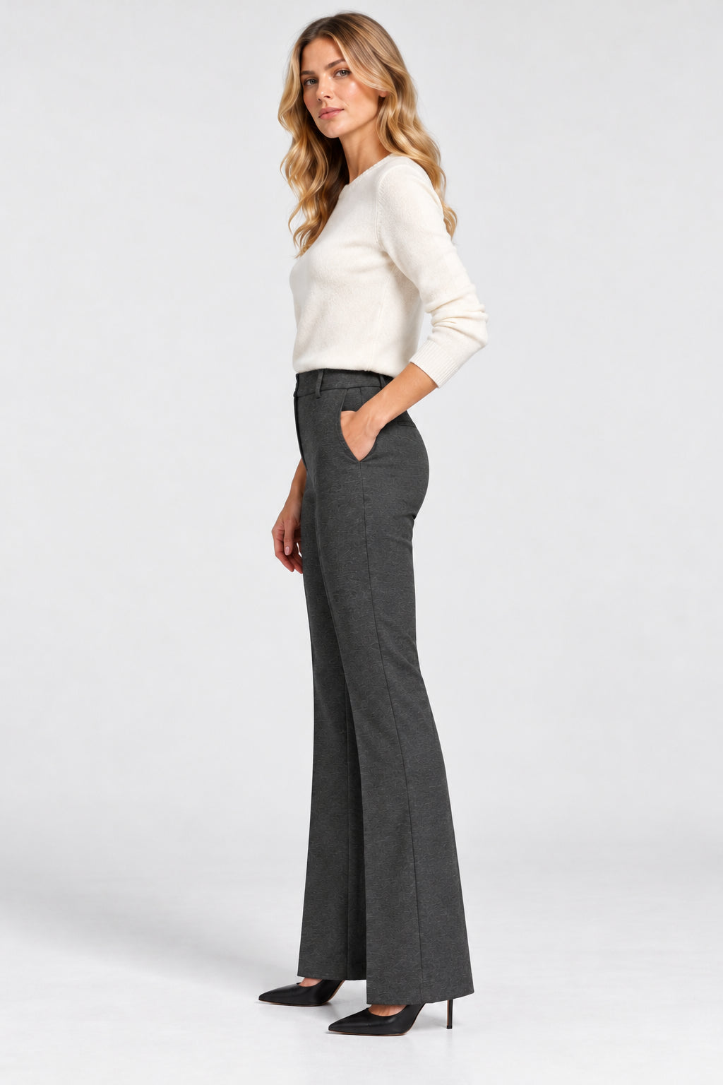 Pantalone slim fit in jersey stretch Emmflare Grigio Scuro Melange 2625786051200 004 EMME MARELLA