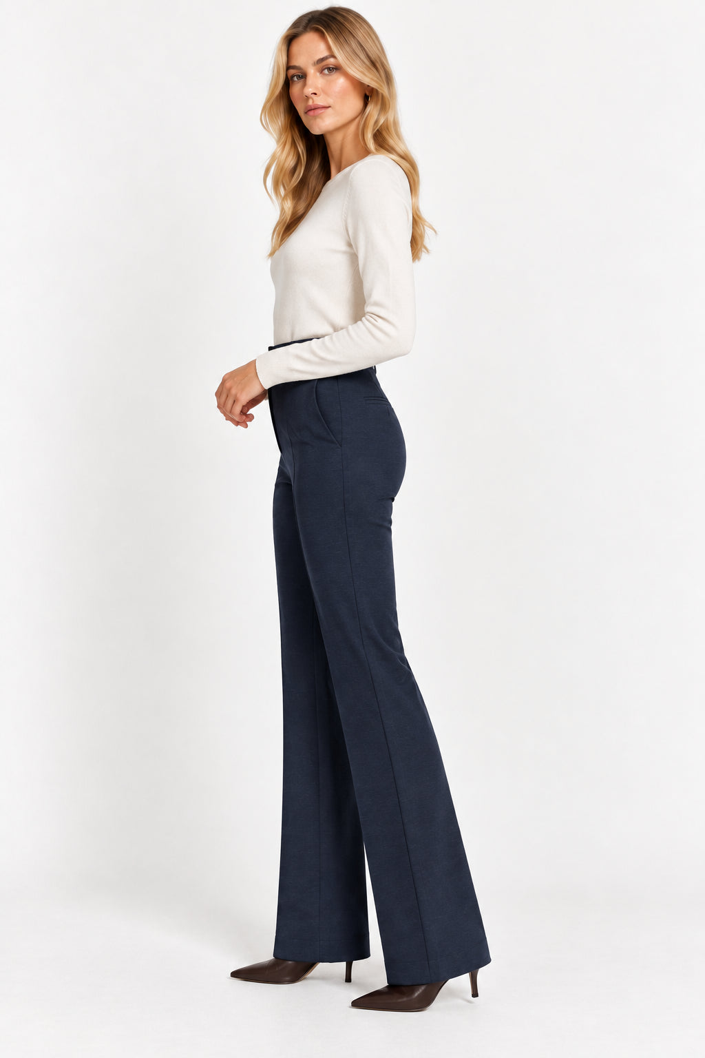 Pantalone slim fit in jersey stretch Emmflare Navy 2625786051200 007 EMME MARELLA