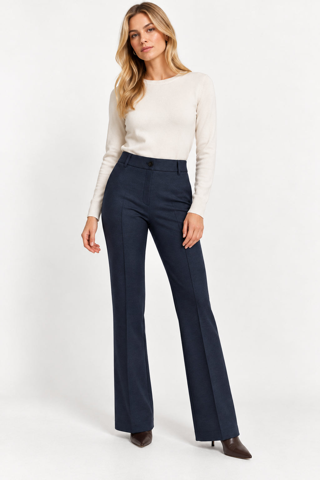 Pantalone slim fit in jersey stretch Emmflare Navy 2625786051200 007 EMME MARELLA