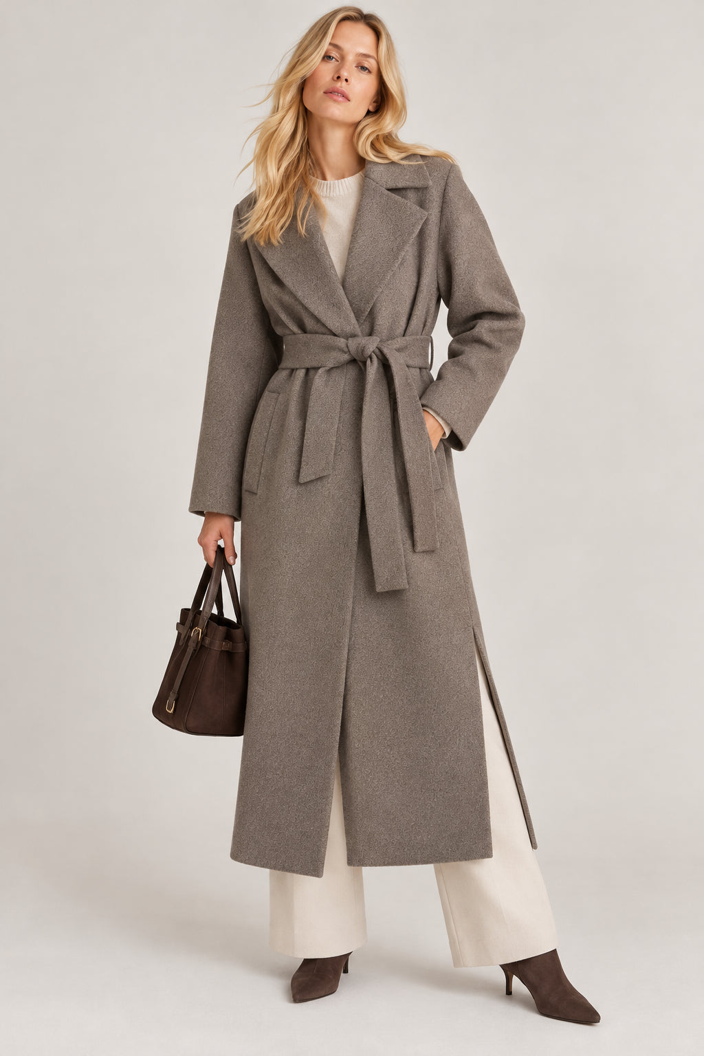 Cappotto in jersey panno soft Emmboero Tortora 2625906082200 002 EMME MARELLA