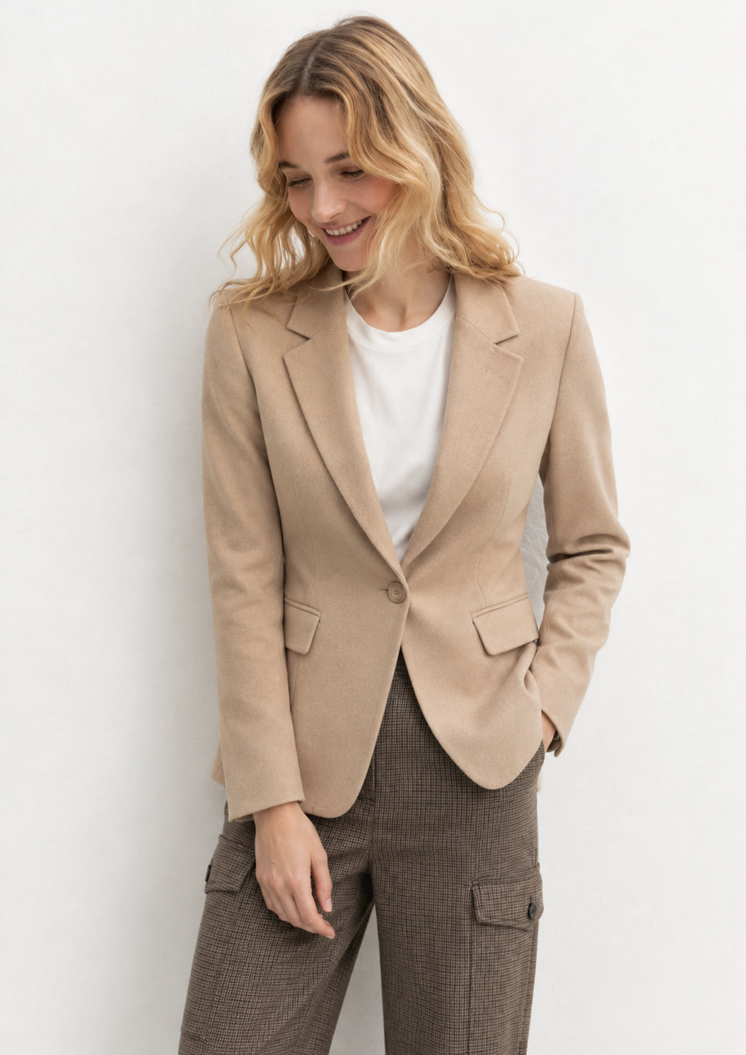 Blazer semi aderente in jersey Emmorche Ecru 2625916041200 001 EMME MARELLA