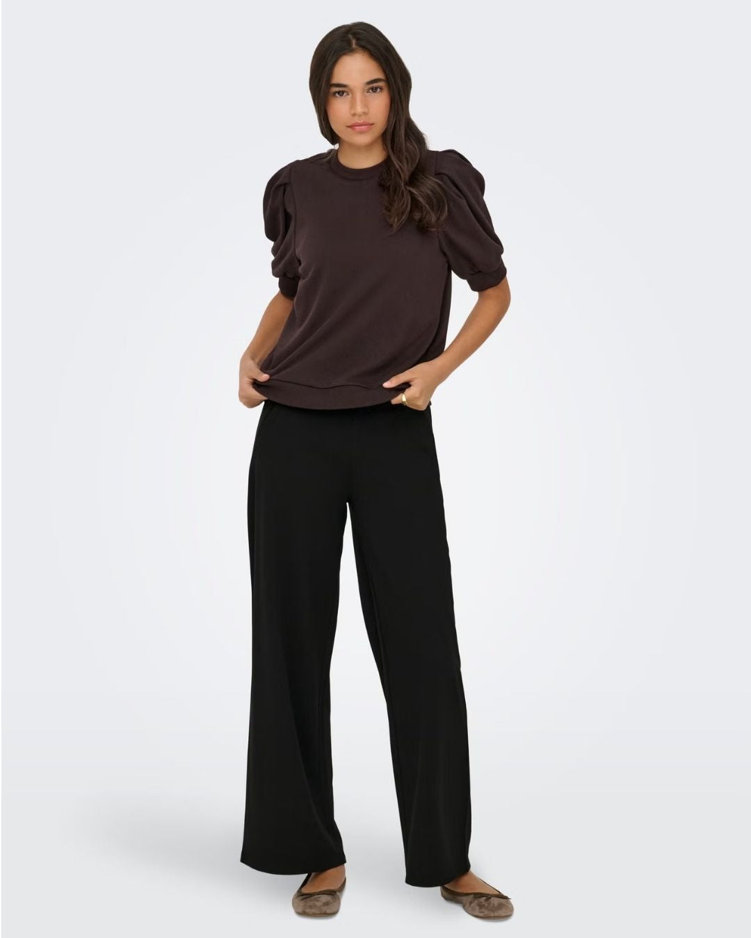 Pantaloni a gamba larga Donna Nero 15221238 Black JACQUELINE DE YONG