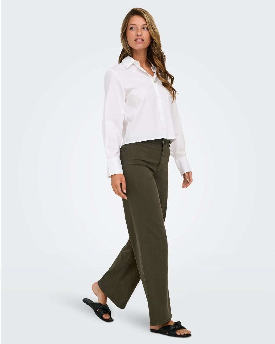 Pantaloni a gamba larga Donna Marrone Slate Black 15341269 Slate Black JACQUELINE DE YONG